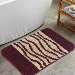 Wine Geometric Polyester 24x16 Inches AntiSkid Bath Mat by Obsessions-picture-33
