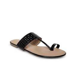 People Women Beige Ethnic One Toe Flats with Laser Cuts-image-76