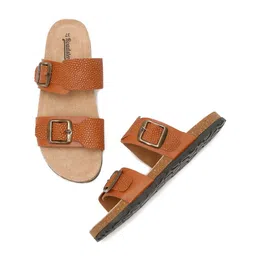 The Roadster Lifestyle Co. Tan Brown Textured Open Toe Flats-35