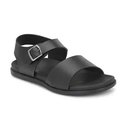Azzaro Black Men Open Toe Comfort Sandals With Buckles-image-22