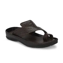 Azzaro Black Men Textured One Toe Comfort Sandals-image-64