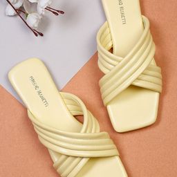 Bruno Manetti Women Yellow Open Toe Flats-image-84