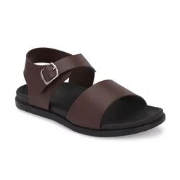 Azzaro Black Men Open Toe Comfort Sandals With Buckles-image-74