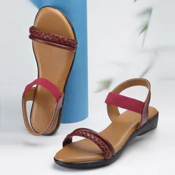 DEAS Textured Open Toe Flats-4