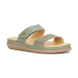 Scholl Textured Leather Open Toe Flats-17