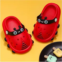 Yellow Bee Girls Printed Bug Pattern Rubber Clogs-image-65