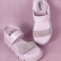 Lavie Embellished Open Toe Flatform Heels With Backstrap-47