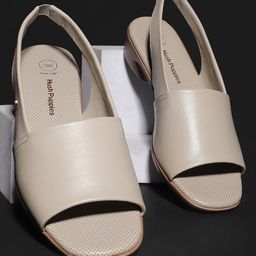 Hush Puppies Textured Leather Open Toe Flats-53
