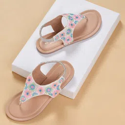 Pantaloons Junior Girls Embellished T-Strap Flats-16