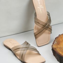Bruno Manetti Striped Open Toe Flats-24