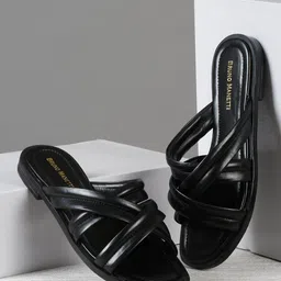 Bruno Manetti Criss-Cross Strap Open Toe Flats-15