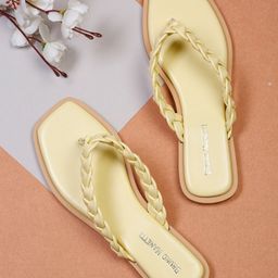 Bruno Manetti Women Yellow Open Toe Flats-image-82