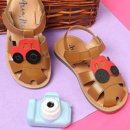 Aria Nica Boys Tractor Applique Leather Comfort Sandals-image-31