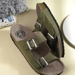 The Roadster Lifestyle Co. Men Green Slip-On Comfort Sandals-image-97