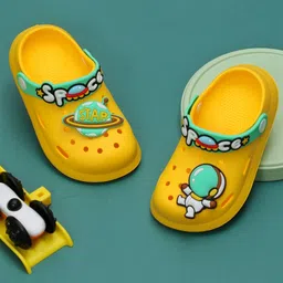 Yellow Bee Boys Space and Astronaut Printed Rubber Clogs-24