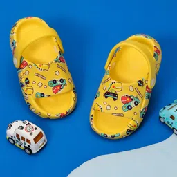 Yellow Bee Boys Cars Printed Clogs-39
