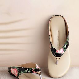 DEAS Printed Open Toe Flats-18