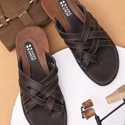 HERE&NOW Men Brown One Toe Comfort Sandals-image-82