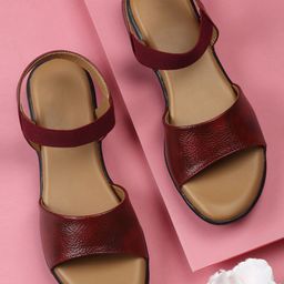 sneakers villa Textured Open Toe Flats-image-37