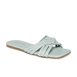 People Women Turquoise Blue Open Toe Flats-image-63
