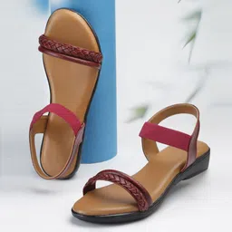 AROOM Women Leather Open Toe Flats-image-37