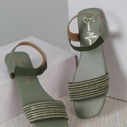 Bruno Manetti Textured Open Toe Flats-18