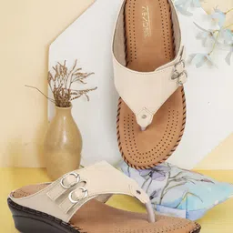 VENDOZ Women Open Toe Flats with buckles-13