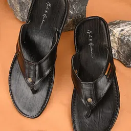 Mast & Harbour Men Black Textured Comfort Sandals-image-76