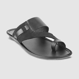 Metro Men Black Leather Comfort Sandals-picture-49