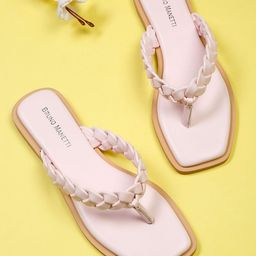 Bruno Manetti Women Pink & Tan T-Strap Flats-17