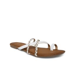 People Women White One Toe Flats-29