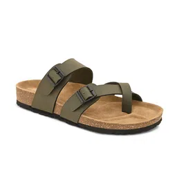birgos Men Buckle Detailed Leather Comfort Sandals-image-56