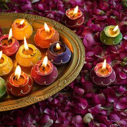 TIED RIBBONS Set of 10 Matki Wax Filled Terracotta Diyas-image-82