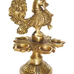 Aakrati Gold Toned Brass Peacock Pooja Diya-12