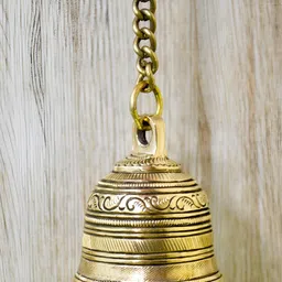 Aakrati Gold Toned Textured Brass Hanging Pooja Bell With Chain-14