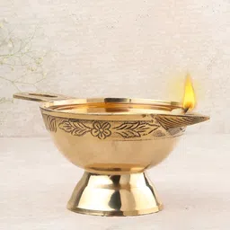 DOKCHAN GFold toned Brass Diya Pooja Essentials-image-8