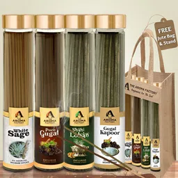 The Aroma Factory Green 4 Pieces Sage, Gugal, Loban, Kapoor Incense Agarbattis-image-55