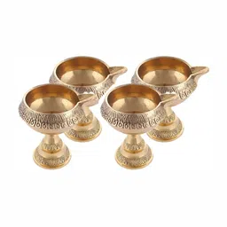 Aakrati 4-Pcs Brass Kuber Stand Diya Set-image-45