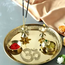 Extreme Karigari 5 Pieces Brass Pooja Thali Set-image-99