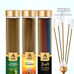 The Aroma Factory Brown 3 Pieces Patchouli, Kesar Chandan, 3 in 1 FragranceIncense Sticks-picture-32