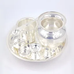 ojas Grey Metal Pooja Thali-53