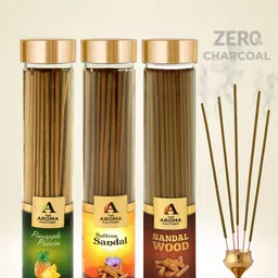 The Aroma Factory Green 3 Pieces Pineapple, Kesar, Sandalwood Incense Sticks Agarbattis-image-90