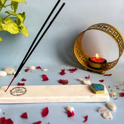 HOMEARTE Beige Agate Gayatri Mantra Incense Stick Holder-image-64