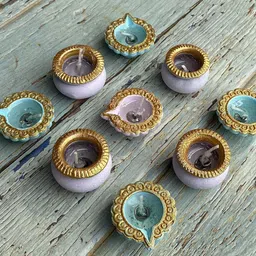 Ariana Set Of 9 Textured Matki Diya-18