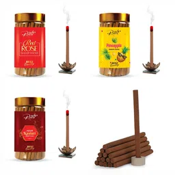 THE RUPAWAT Perfumery House 3-pcs Brown Redrose Pineapple & Kesar Kasturi Incense Sticks-38