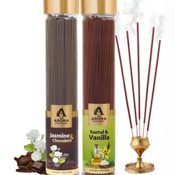 The Aroma Factory 2 Pieces Red Jasmine & Chocolate, Santal & Vanilla Incense Agarbattis-image-15