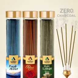 The Aroma Factory Red & Blue 3 Pieces Fresh Active, Rose, Loban Agarbattis-21