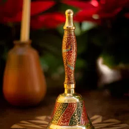 Fashion Bizz Red & Green Embossed Design Brass Ghanti-2