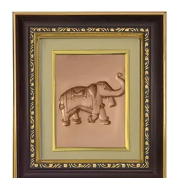 Pray Everyday Brown & Copper Toned Decorated Elephant Self Design Wall Photo Frame-image-73