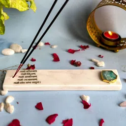 HOMEARTE Marble With Green Agate Namokar Mantra Incense Stick Holder-image-21